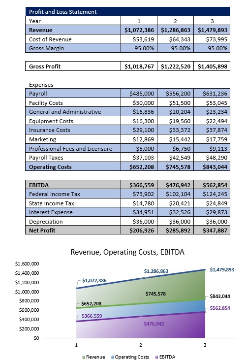 Medical Spa Profit and Loss Statement